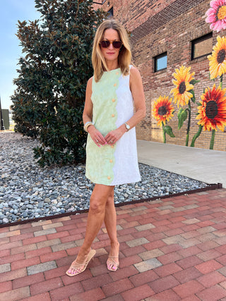 Entro | Zafrina Floral Jacquard Dress Apple Green