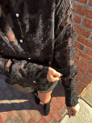 Heyson | Ally Textured Button Blouse Black