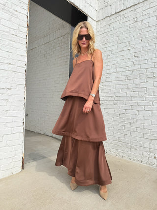Amelie Layered Maxi Dress Chocolate