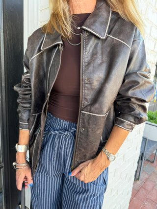 Kylie Leather Jacket Brown