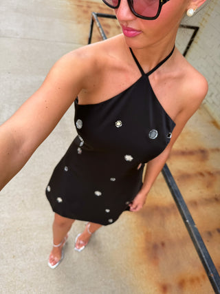 Mirror Mirror Halter Dress Black