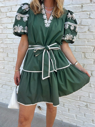 Entro | Darla Belted Mini Dress Green