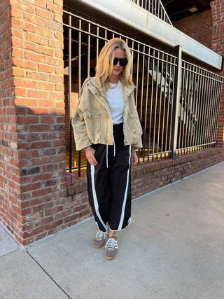 Hayden Stripe Track Pants Black
