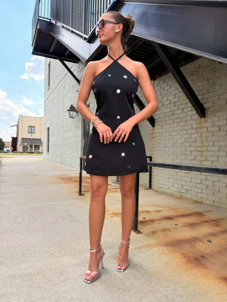 Mirror Mirror Halter Dress Black