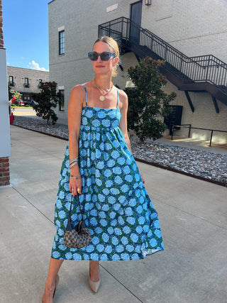 THML| Howdy Hydrangea Dress Dk. blue