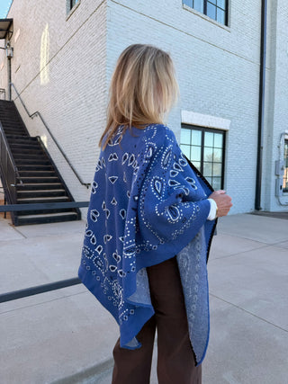 Taylor Bandana Kimono Cardigan Blue Multi