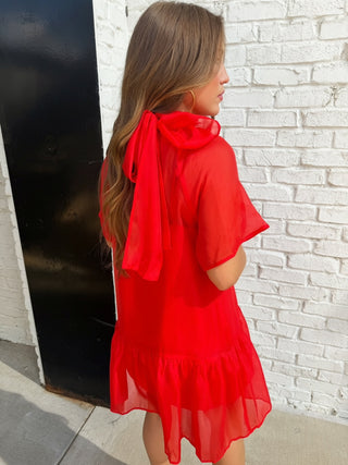 The Libby Organza Dress Red