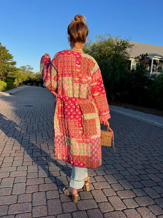 &Merci | Zela Patchwork Print Long Jacket Purple Multi Patch
