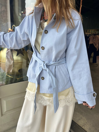 Le Lis | Myla Trench Coat Lt Blue/Cream