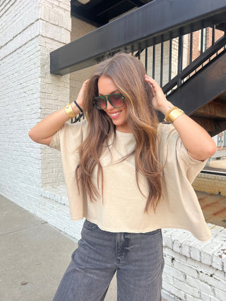 Maggie Boxy Tee Beige