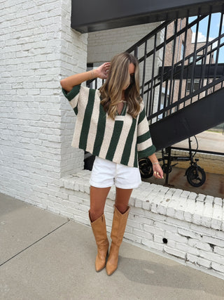 Blythe Striped Sweater Hunter Green