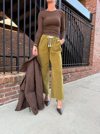 Hailey Corduroy Lounge Pants Lime