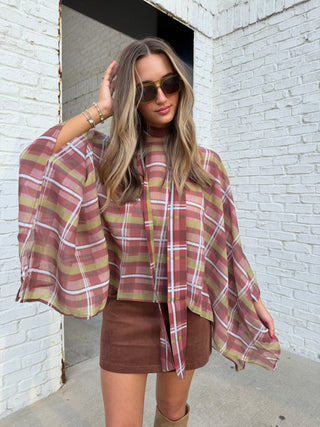 The Cider Plaid Chiffon Blouse
