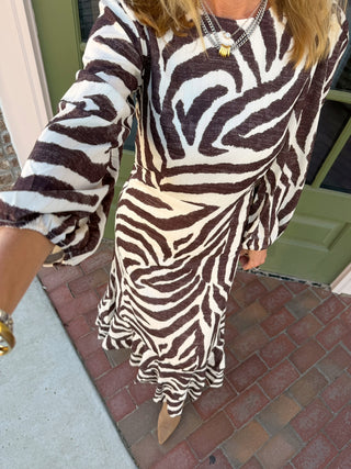 Margot Dress Zebra Print Brown