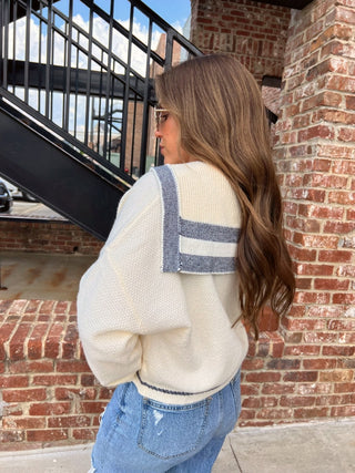 Cream & Slate Knit Cardigan
