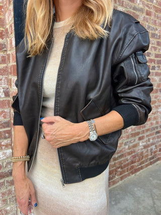 White Birch | Canyons Bomber Leather Jacket