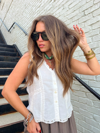 Z Supply | Tomi Embroidered Tank White