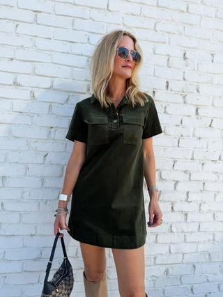 Needii | Ella Corduroy Dress Dark Olive