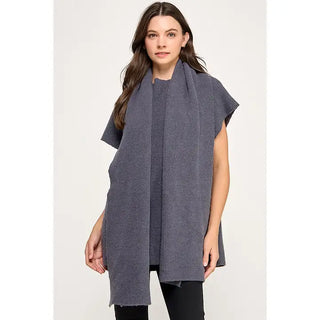 Reminiscence | Aurelia Scarf Poncho Sweater Grey