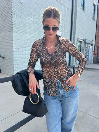 OLIVACEOUS | Wild Streak Mesh Blouse