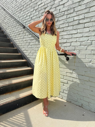 Rising Sun Polka Dot Dress Yellow