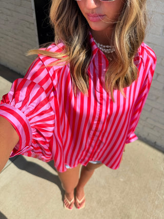 GLAM The Palma Stripe Button Down, striped button down top