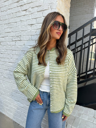 The Keepsake Cardigan Green Stripe