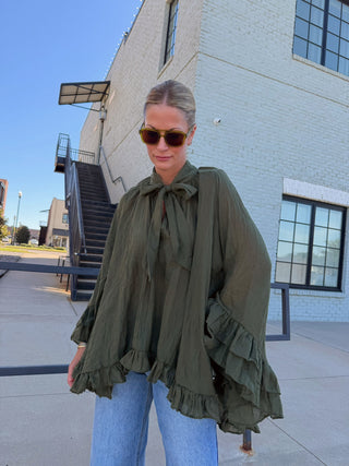 Marlowe Cuff Blouse Olive