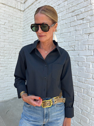 NEEDii | The Bridget Button Up Pinstripe Top