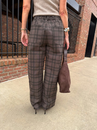 Maris Plaid Pants Deep Olive