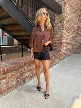 ENTRO | Mocha Dot Blouse