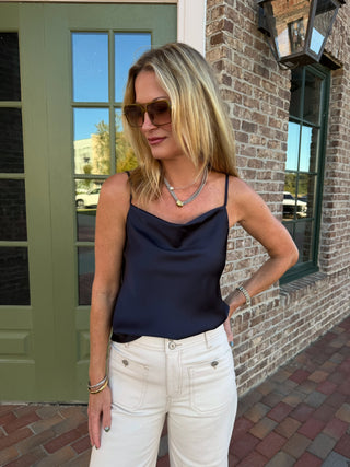 Kelsey Satin Cami Top Navy