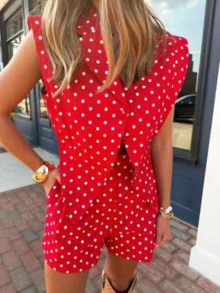 Millie Polka Dot Romper - Red