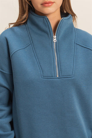 Ciri Quarter Zip Pullover Midnight Blue [Door Buster]
