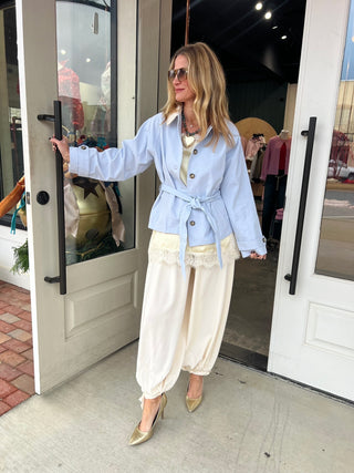 Le Lis | Myla Trench Coat Lt Blue/Cream