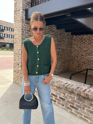 The Greer Sweater Vest Dark Green