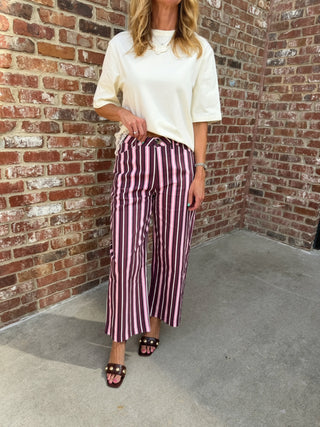 Liz Stripe Pants Plum/Pink