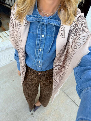 Josie Tie Front Denim Top