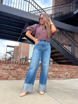 THML | The Leah Stitch Blouse Brown