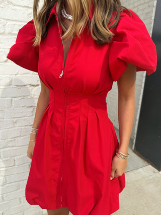 Melissa Bubble Mini Dress - Red