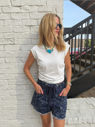 The Reese Bandana Shorts Navy