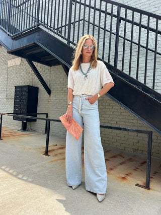 Daze Denim | Madison Mid Rise Wide Leg in Baby Talk