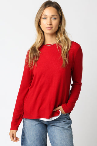 Olivaceous | Crew Neck Sweater New Red White