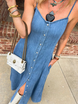 Z Supply | Angel Eyes Denim Midi Dress Medium Indigo