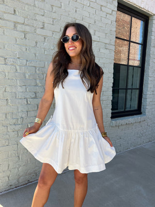 Leighton Bow Dress Off White