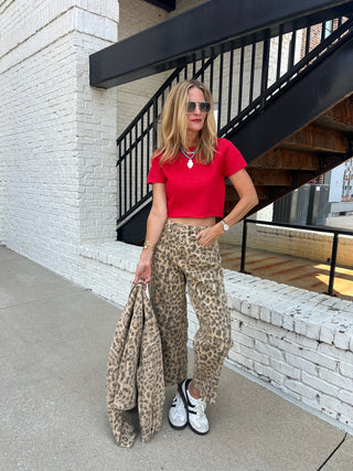 MIOU MUSE| The Porter Barrel Leopard Pants