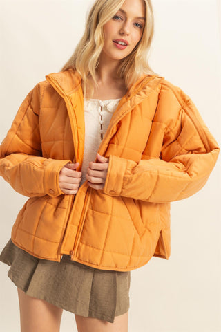 Arlen Cute Quilted Puffer Jacket Orange  [Door Buster]