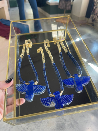 Amulet Brave Design | Large Carved Lapis T-Bird Necklace