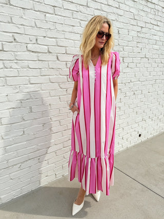 ENTRO | Maggie Stripe Maxi Pink