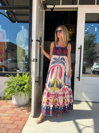 Sundayup | Dylin Tropical Print Sleeveless Dress Multi